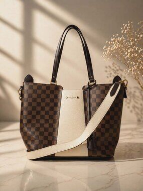 Authentic Louis Vuitton Jersey Damier Ebene Crossbody Tote Bag